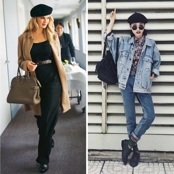 NWT HATSCUTE French Black Wool Beret Hat Black Embellishments One Size - Picture 12 of 12